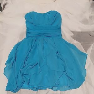 David's Bridal semi-formal turquoise strapless dress, size 8